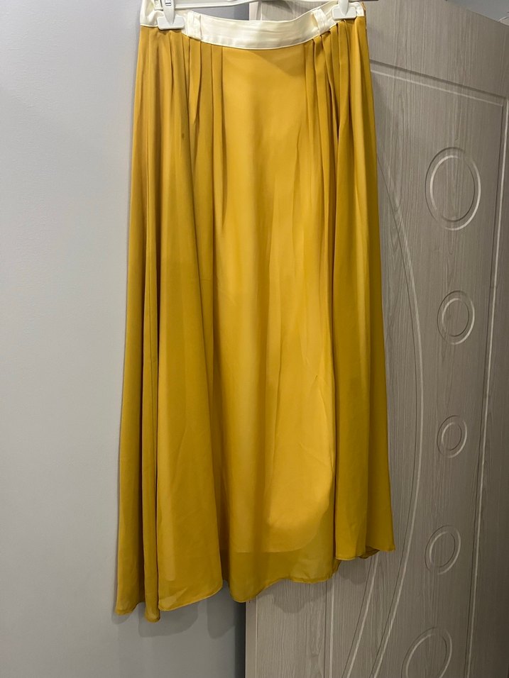 Sarı Uzun Drapeli Kadın Etek - Görsel 2