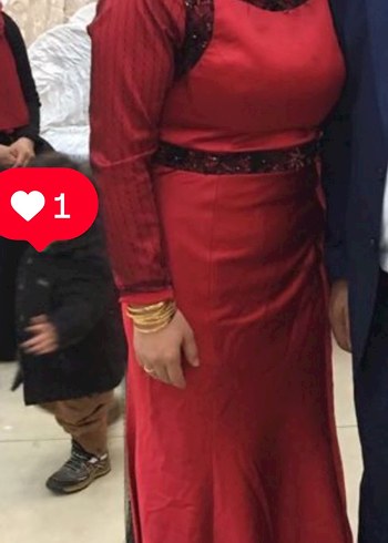 Uzun Kırmızı Drapeli Gotik Kadın Kına Elbisesi - Görsel 2