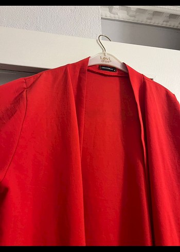 Nar çiçeği Salaş Midi Kadın Ceket - Görsel 3