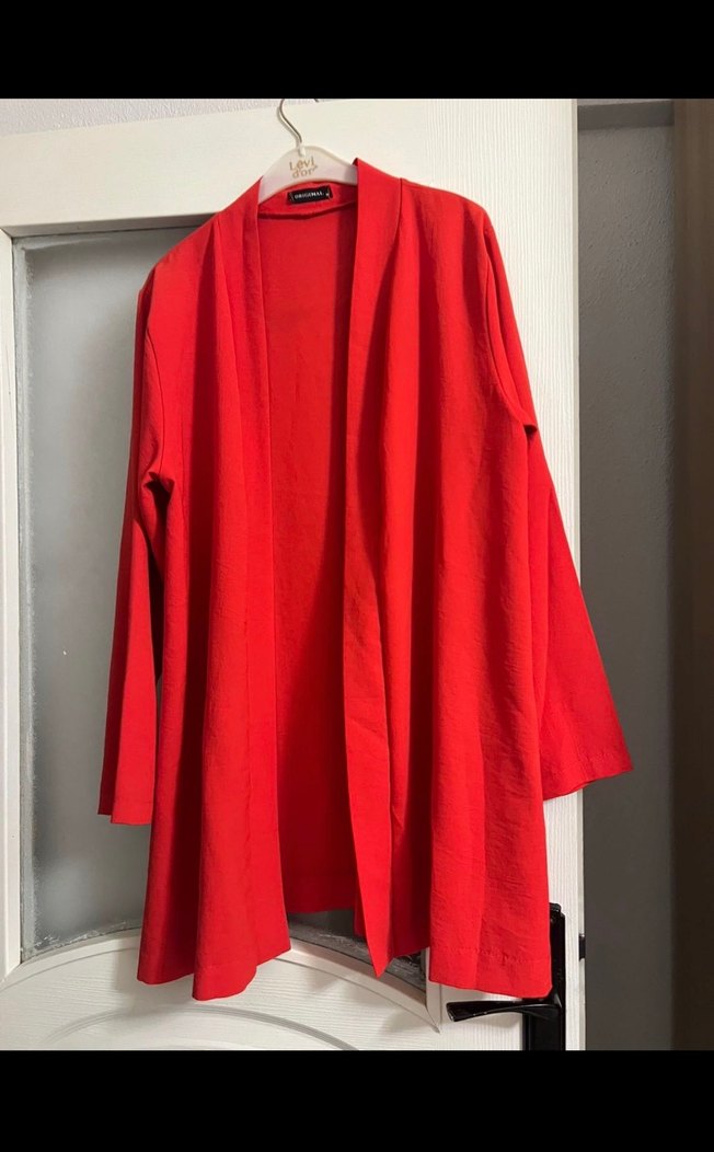 Nar çiçeği Salaş Midi Kadın Ceket - Görsel 2