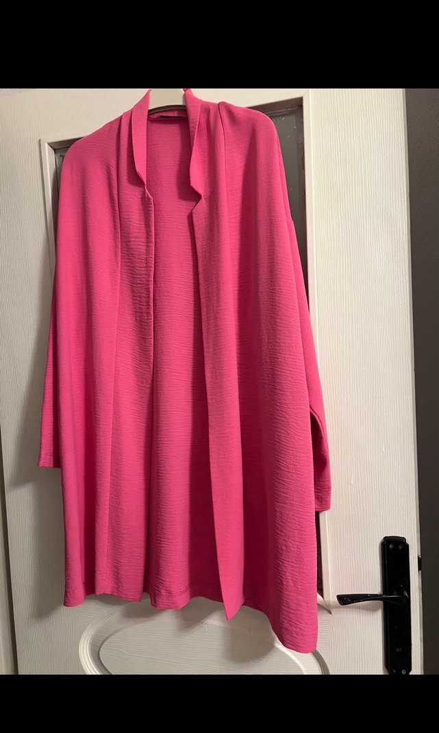 Pembe Uzun Salaş Kadın Ceket - Görsel 2