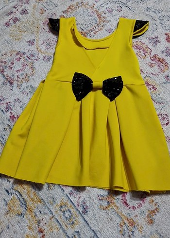 Sarı Kız Çocuk Fırfırlı Elbise - Görsel 2