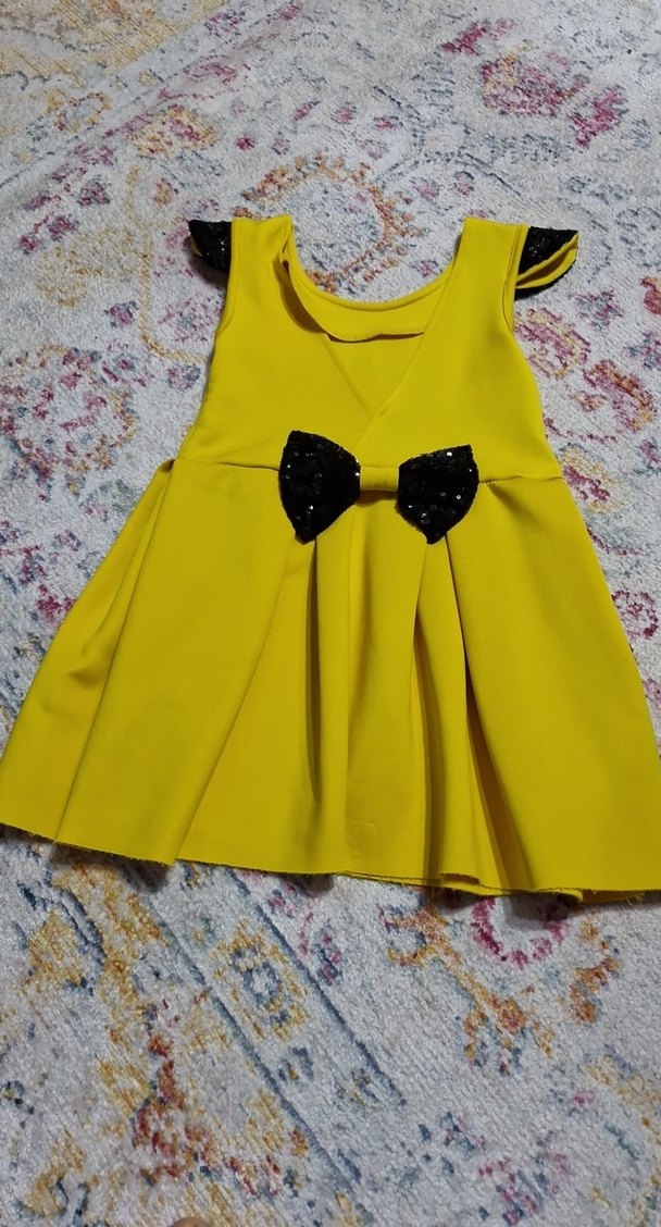 Sarı Kız Çocuk Fırfırlı Elbise - Görsel 2