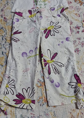 Kız Çocuk Çiçekl pantolon tişört i ve Baskılı elbise - Görsel 5