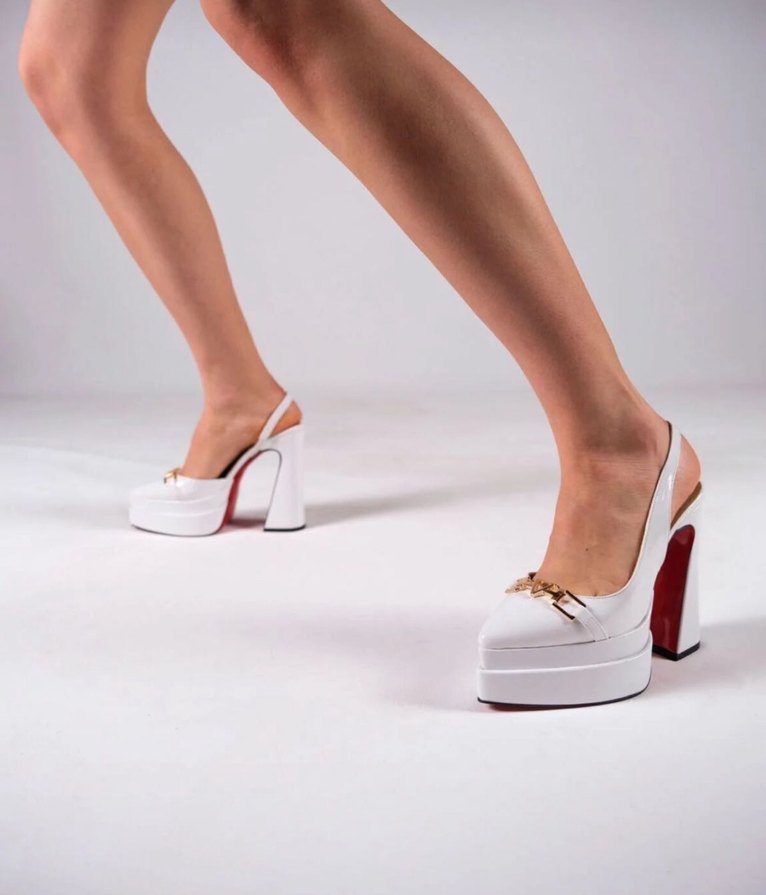 Beyaz Platform Topuklu Kadın Akşam Ayakkabısı - Görsel 4