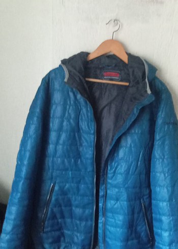 Erkek Mavi Su Geçirmez Fermuarlı şişme Mont - Görsel 2