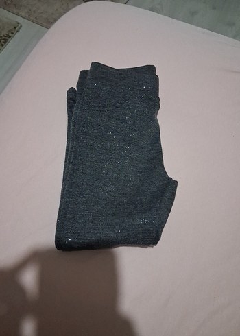 Simli Gri Kız Tayt koton - Görsel 3