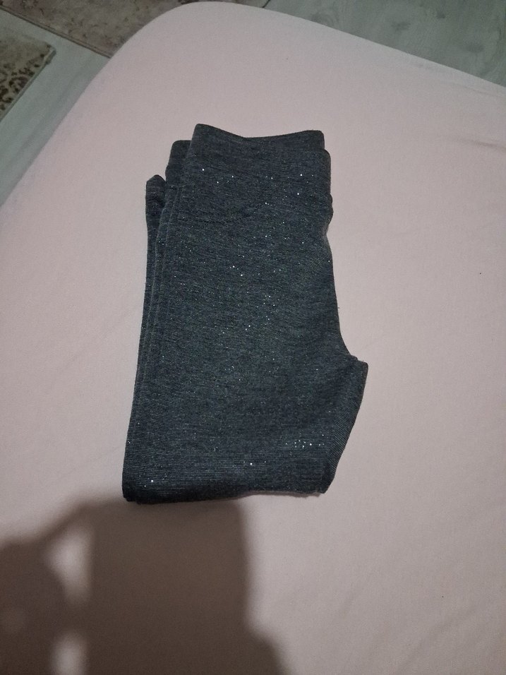 Simli Gri Kız Tayt koton - Görsel 3