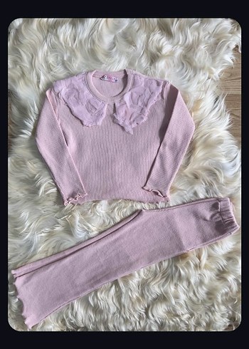 bebek yaka taytlı kız çocuk takım parlak taşlı bedenleri mevcut - Görsel 6