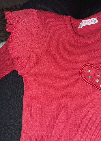 Kız Çocuk Kırmızı taytlı fırfırlı takım bedenleri mevcut - Görsel 5