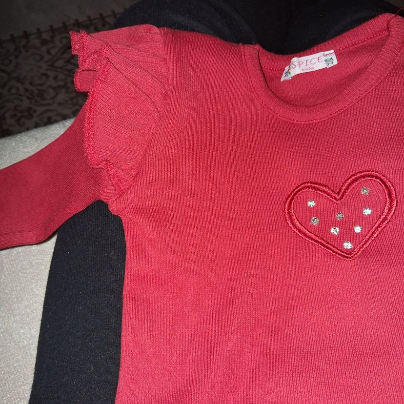 Kız Çocuk Kırmızı taytlı fırfırlı takım bedenleri mevcut - Görsel 5