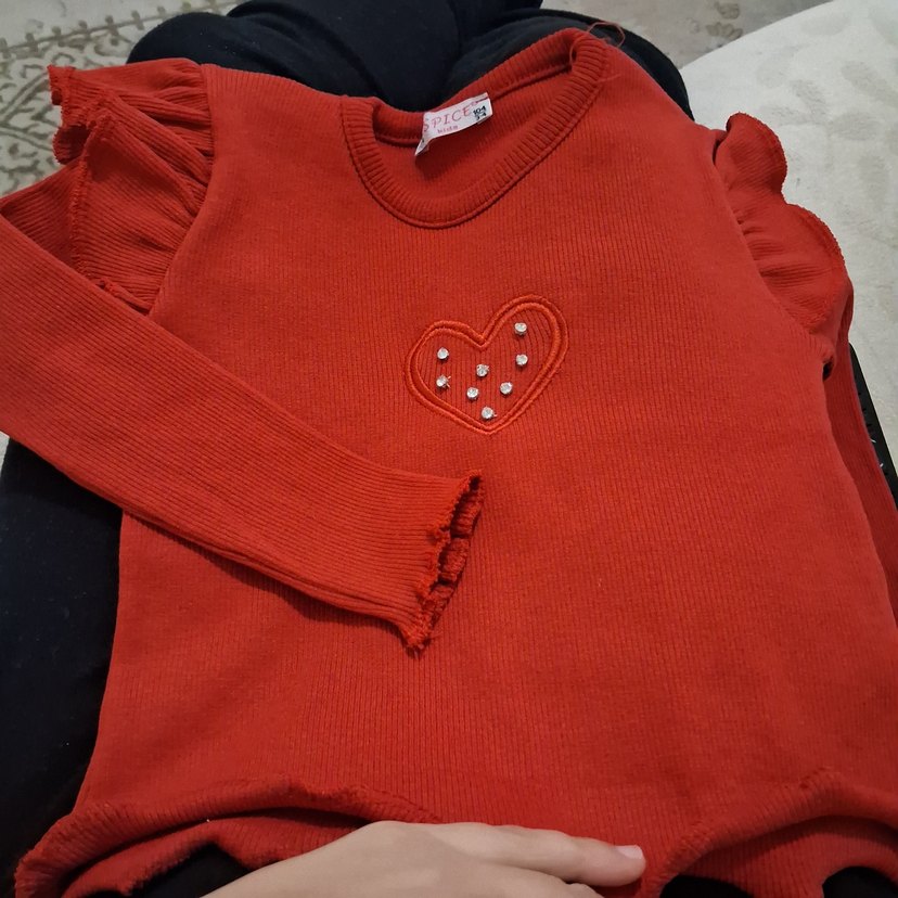 Kız Çocuk Kırmızı taytlı fırfırlı takım bedenleri mevcut - Görsel 3