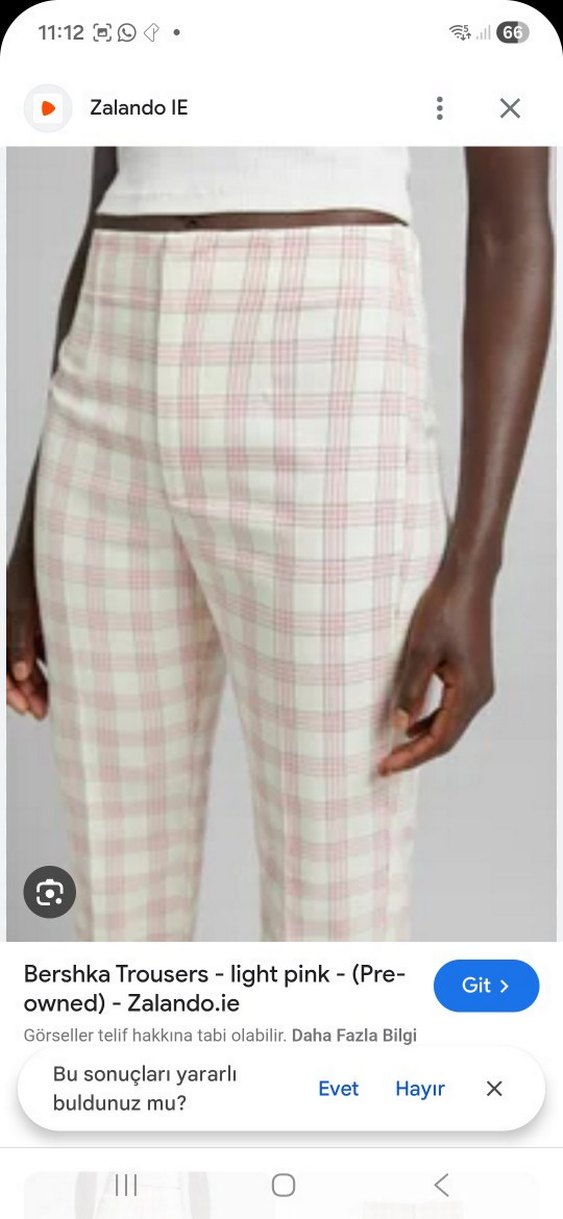 Bej Pilili Midi Kumaş Pantolon bershka 34 beden çook şık - Görsel 3