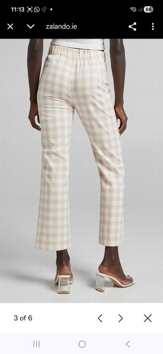 Bej Pilili Midi Kumaş Pantolon bershka 34 beden çook şık - Görsel 2