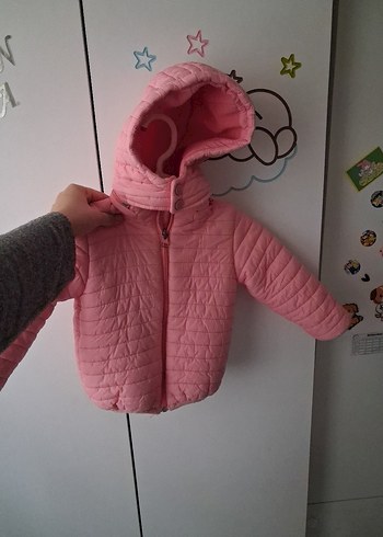 Kız Çocuk Pembe Kapüşonlu Fermuarlı Mont 3 yaş hellobaby - Görsel 2