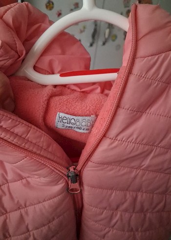 Kız Çocuk Pembe Kapüşonlu Fermuarlı Mont 3 yaş hellobaby - Görsel 4