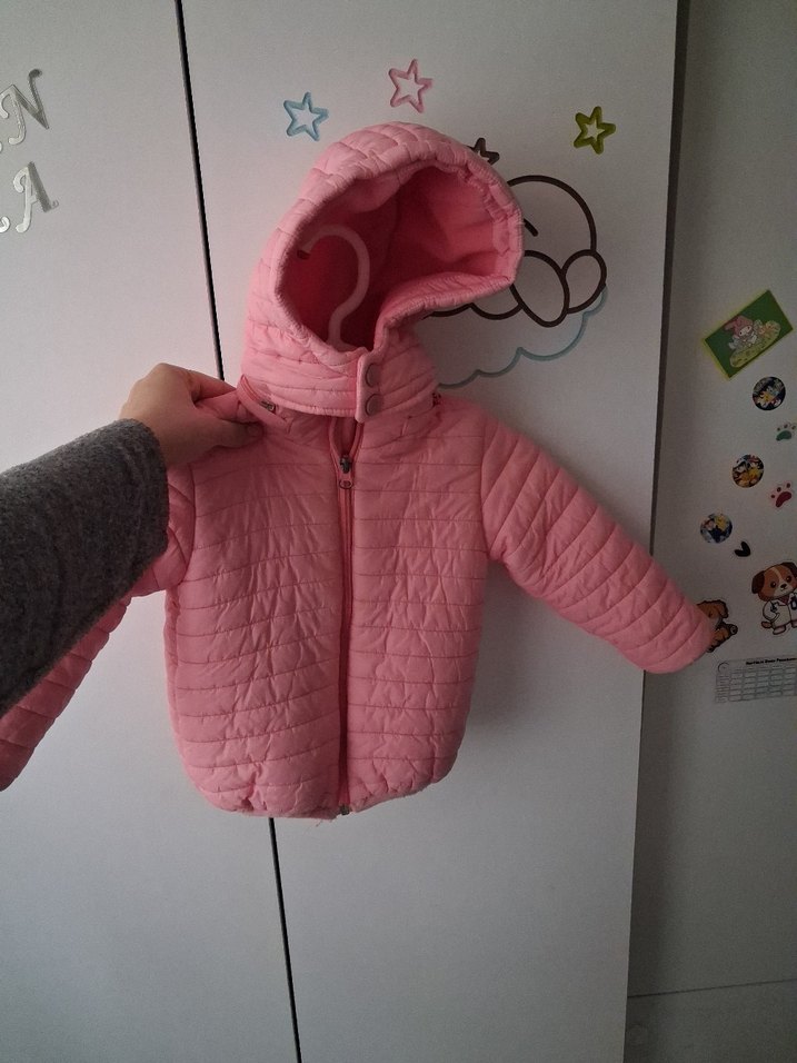 Kız Çocuk Pembe Kapüşonlu Fermuarlı Mont 3 yaş hellobaby - Görsel 2
