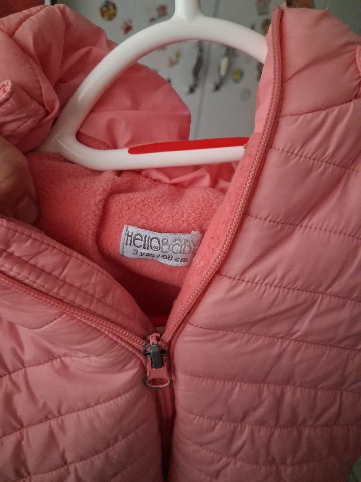 Kız Çocuk Pembe Kapüşonlu Fermuarlı Mont 3 yaş hellobaby - Görsel 4