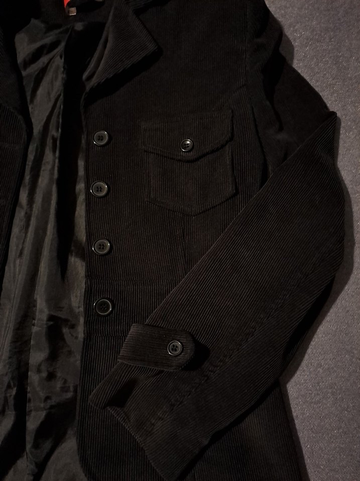 Vintage Fitilli Kadife Siyah Blazer Ceket - Görsel 3