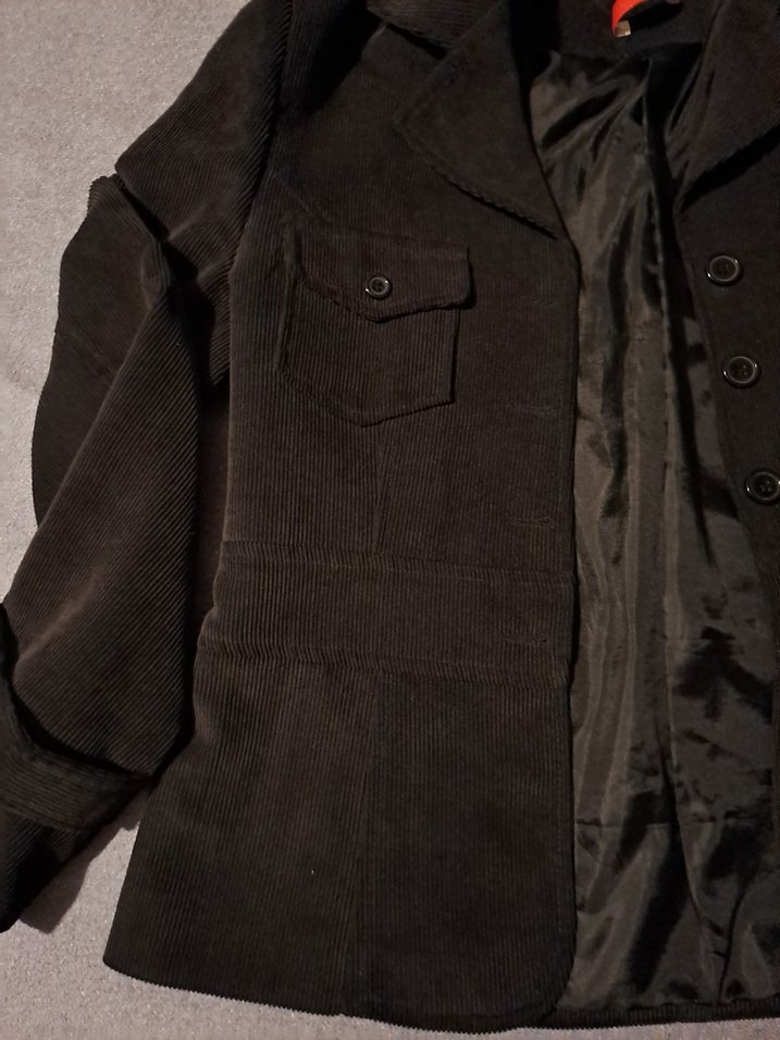 Vintage Fitilli Kadife Siyah Blazer Ceket - Görsel 4