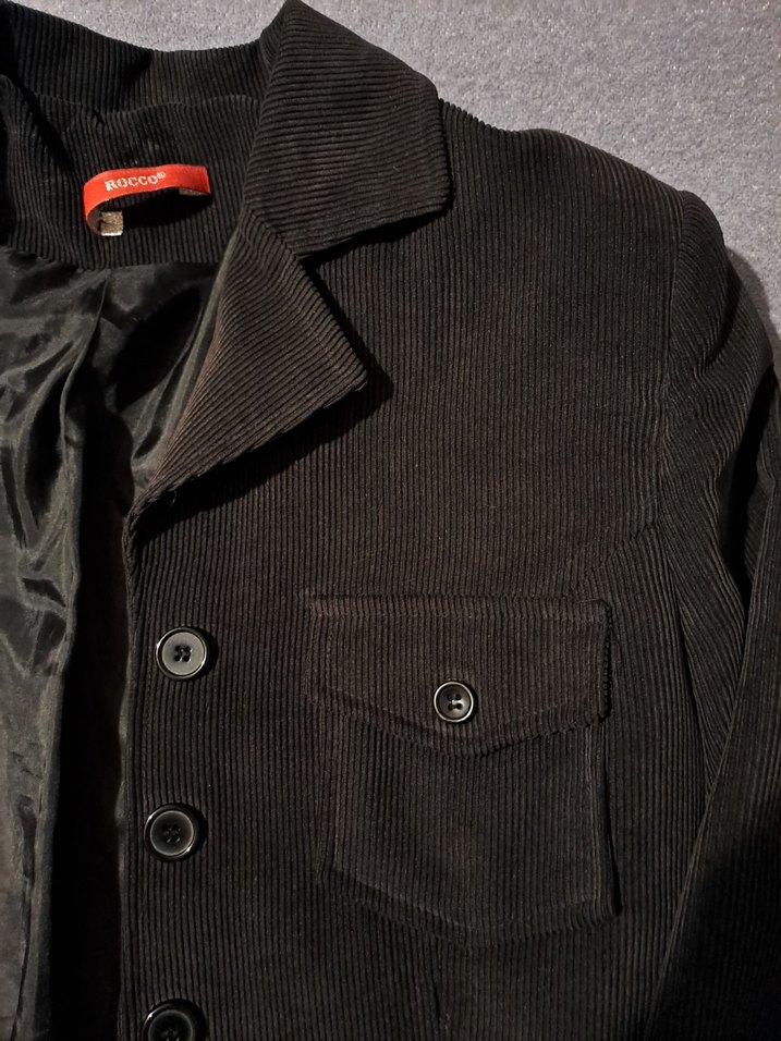 Vintage Fitilli Kadife Siyah Blazer Ceket - Görsel 2