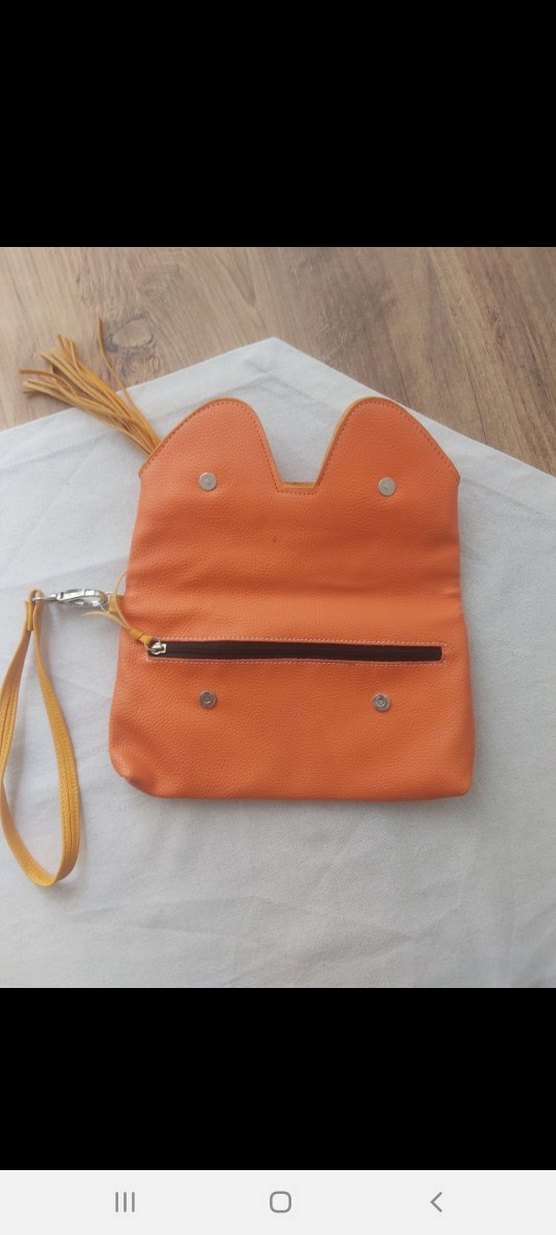 Turuncu Deri Püsküllü Clutch Cüzdan - Görsel 3