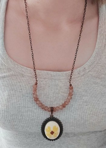 Vintage Nakışlı Bohem Boncuklu Midi Kolye - Görsel 2