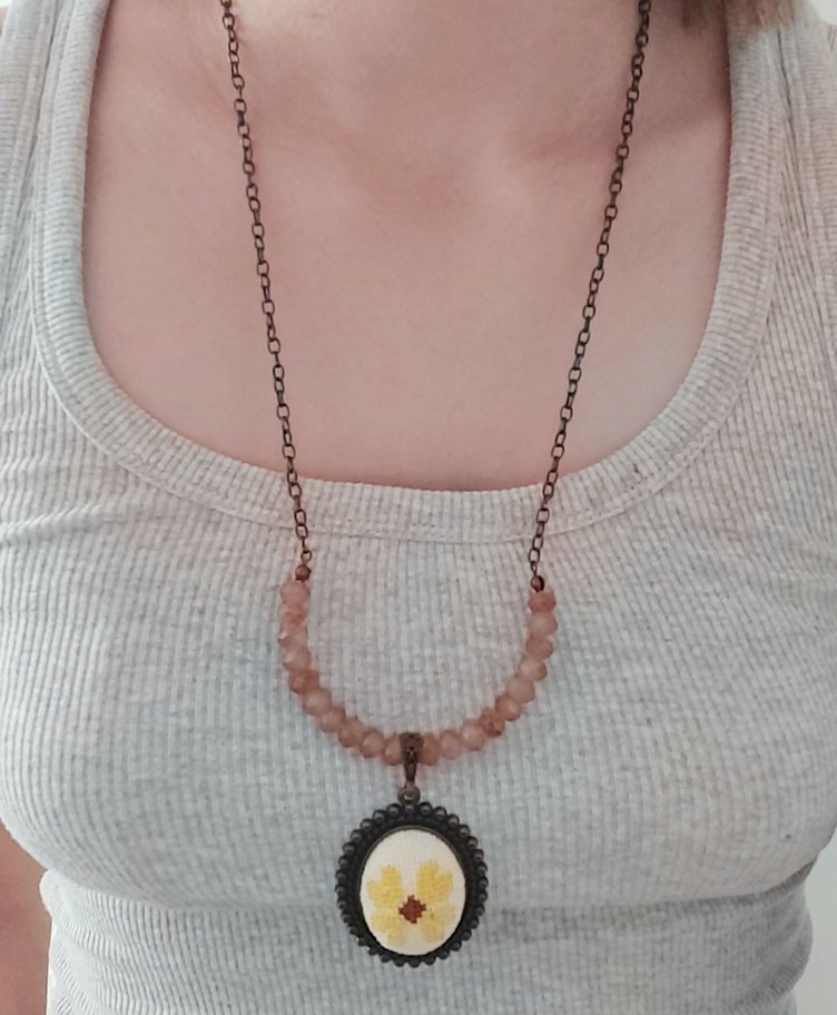 Vintage Nakışlı Bohem Boncuklu Midi Kolye - Görsel 2