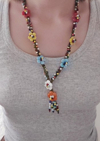 Renkli Boncuklu Uzun Bohem Kolye - Görsel 2