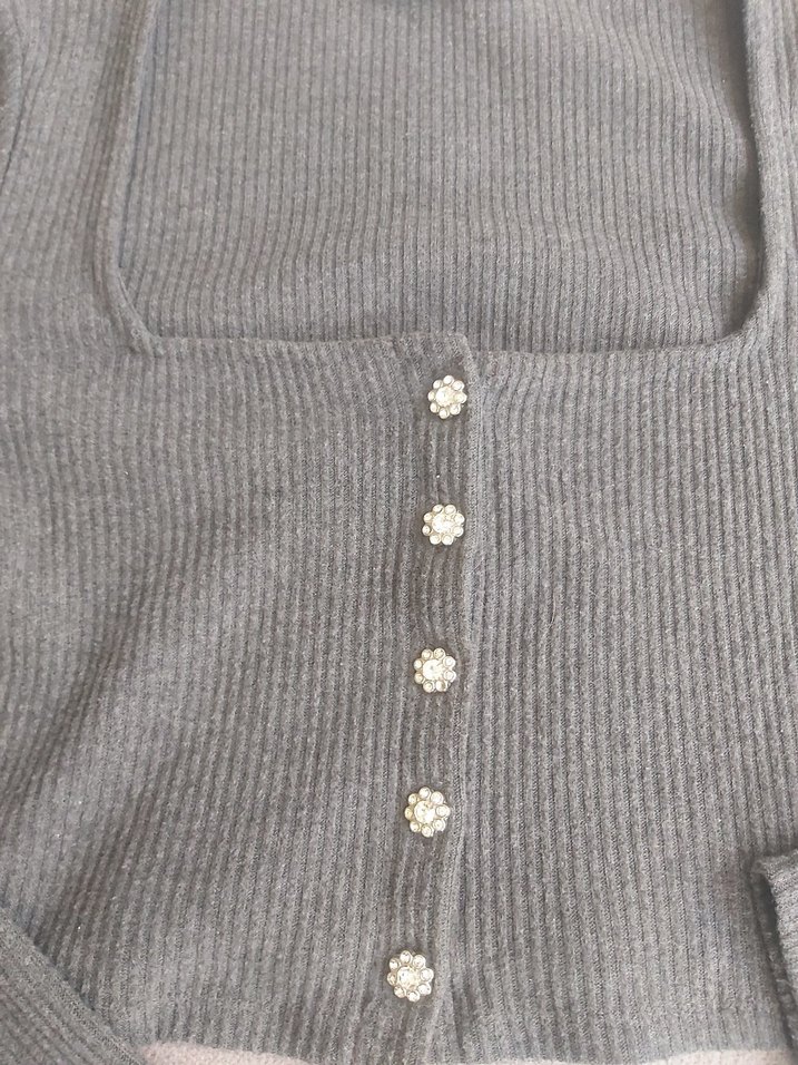 Kare Yaka Crop Ceket - Görsel 2