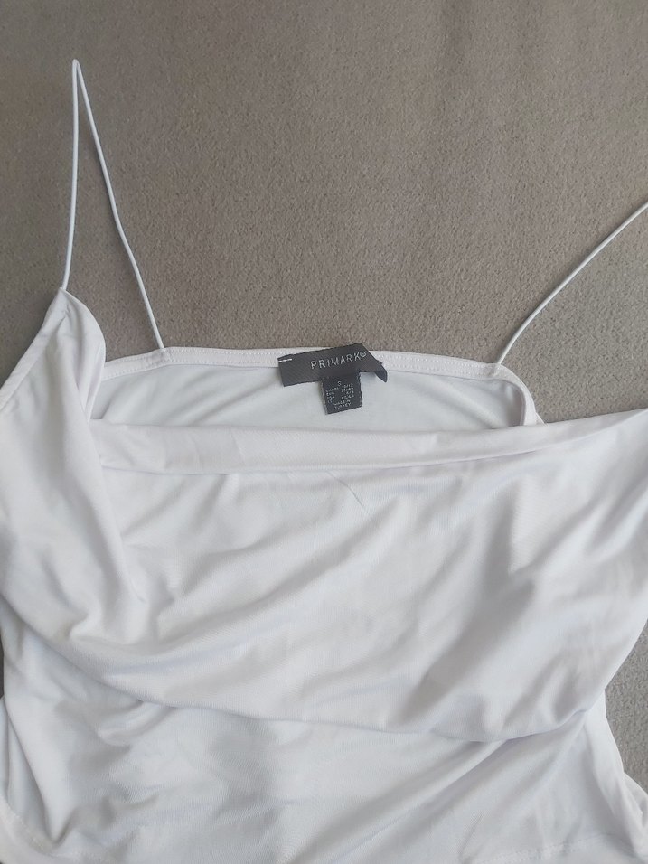 Beyaz Degaje Yaka Kadın Kolsuz Bluz - Görsel 2