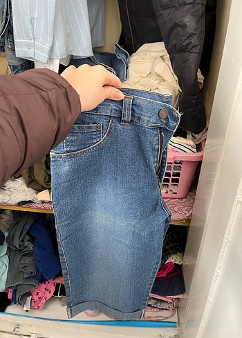 Tokalı Mavi Midi Kot Şort - Görsel 2