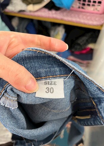 Tokalı Mavi Midi Kot Şort - Görsel 3