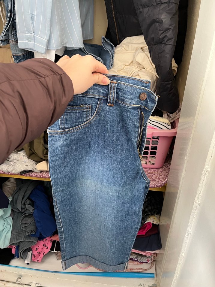 Tokalı Mavi Midi Kot Şort - Görsel 2