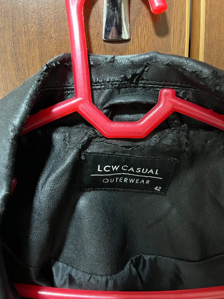 Siyah Deri Biker Ceket, Tokalı, Dar Kesim - Görsel 2