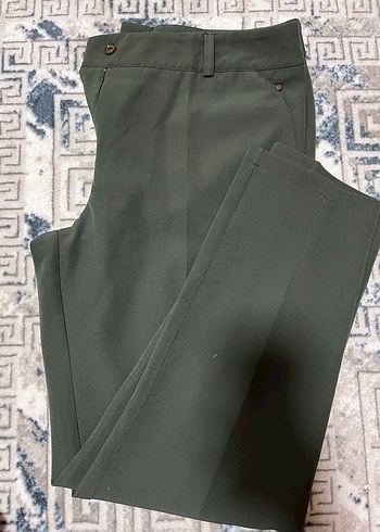 Düğmeli Kadın Haki Kumaş Pantolon - Görsel 5