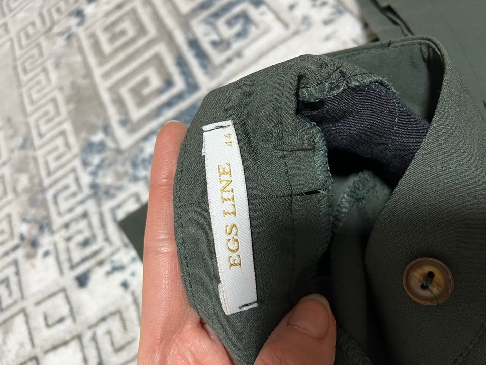 Düğmeli Kadın Haki Kumaş Pantolon - Görsel 3