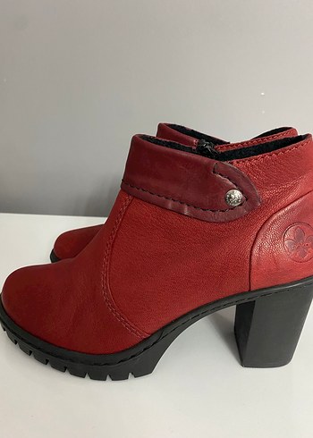 Kırmızı Deri Kadın Dolgu Topuklu Bot - Görsel 3