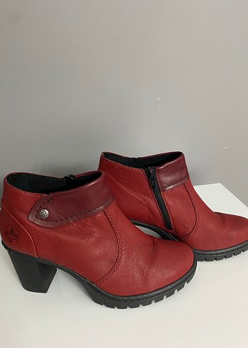 Kırmızı Deri Kadın Dolgu Topuklu Bot - Görsel 5