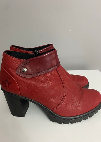 Kırmızı Deri Kadın Dolgu Topuklu Bot - Görsel 2