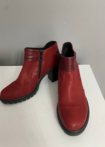 Kırmızı Deri Kadın Dolgu Topuklu Bot - Görsel 6