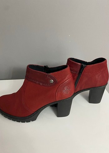 Kırmızı Deri Kadın Dolgu Topuklu Bot - Görsel 4