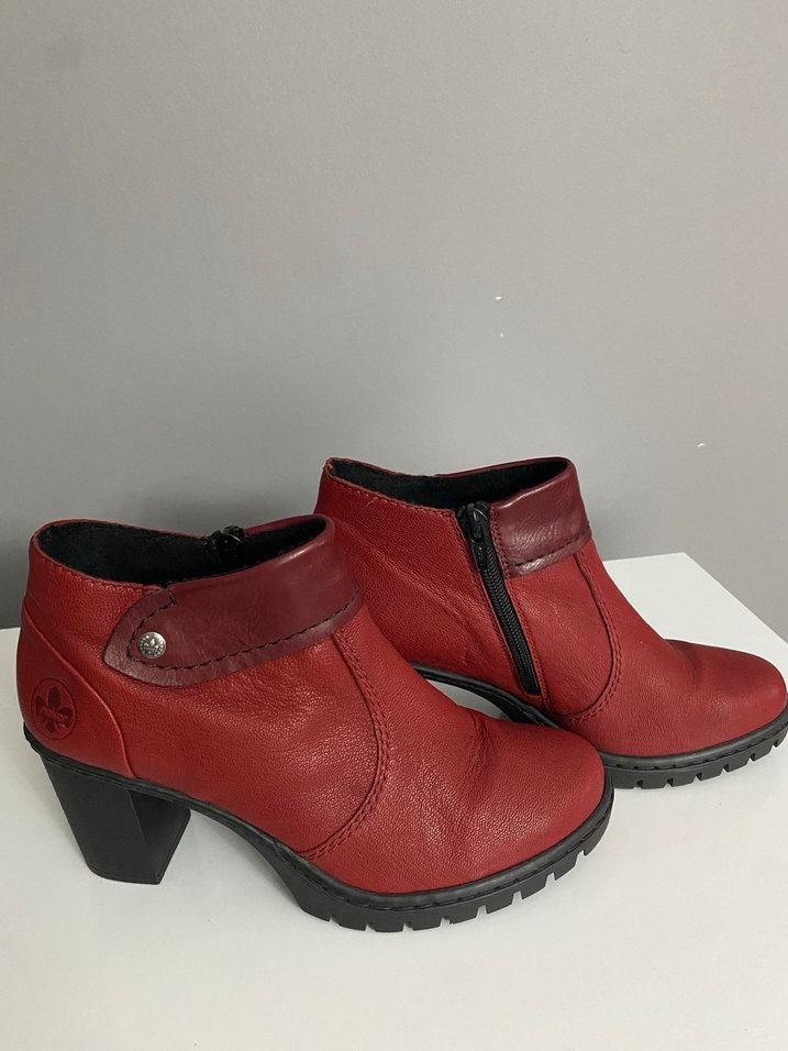 Kırmızı Deri Kadın Dolgu Topuklu Bot - Görsel 5