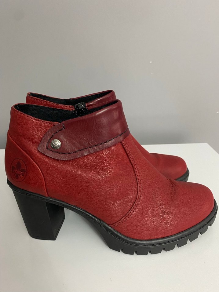 Kırmızı Deri Kadın Dolgu Topuklu Bot - Görsel 2