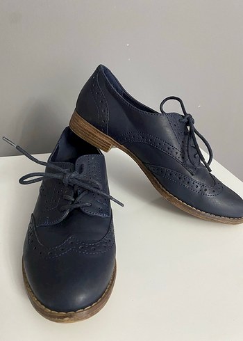 Lacivert Dolgu Topuklu Düğmeli Klasik Kadın Ayakkabı - Görsel 6