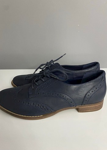 Lacivert Dolgu Topuklu Düğmeli Klasik Kadın Ayakkabı - Görsel 5