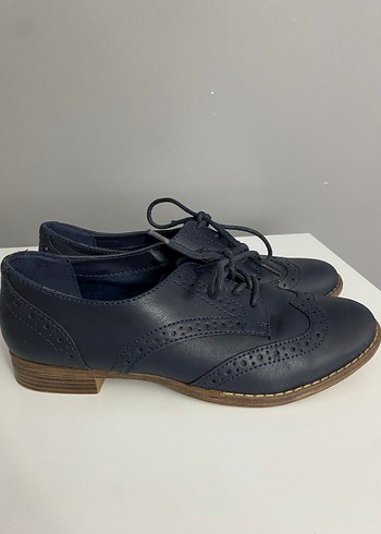 Lacivert Dolgu Topuklu Düğmeli Klasik Kadın Ayakkabı - Görsel 3