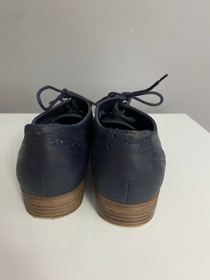 Lacivert Dolgu Topuklu Düğmeli Klasik Kadın Ayakkabı - Görsel 4