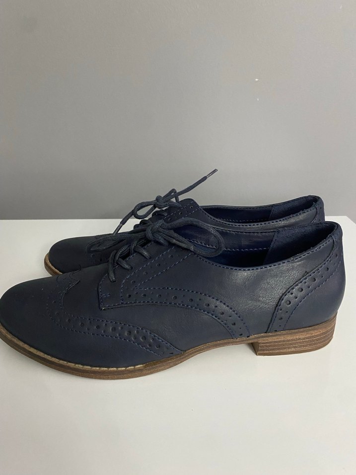 Lacivert Dolgu Topuklu Düğmeli Klasik Kadın Ayakkabı - Görsel 5