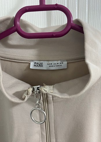 Bej Yüksek Yakalı Fermuarlı Sweatshirt - Görsel 3